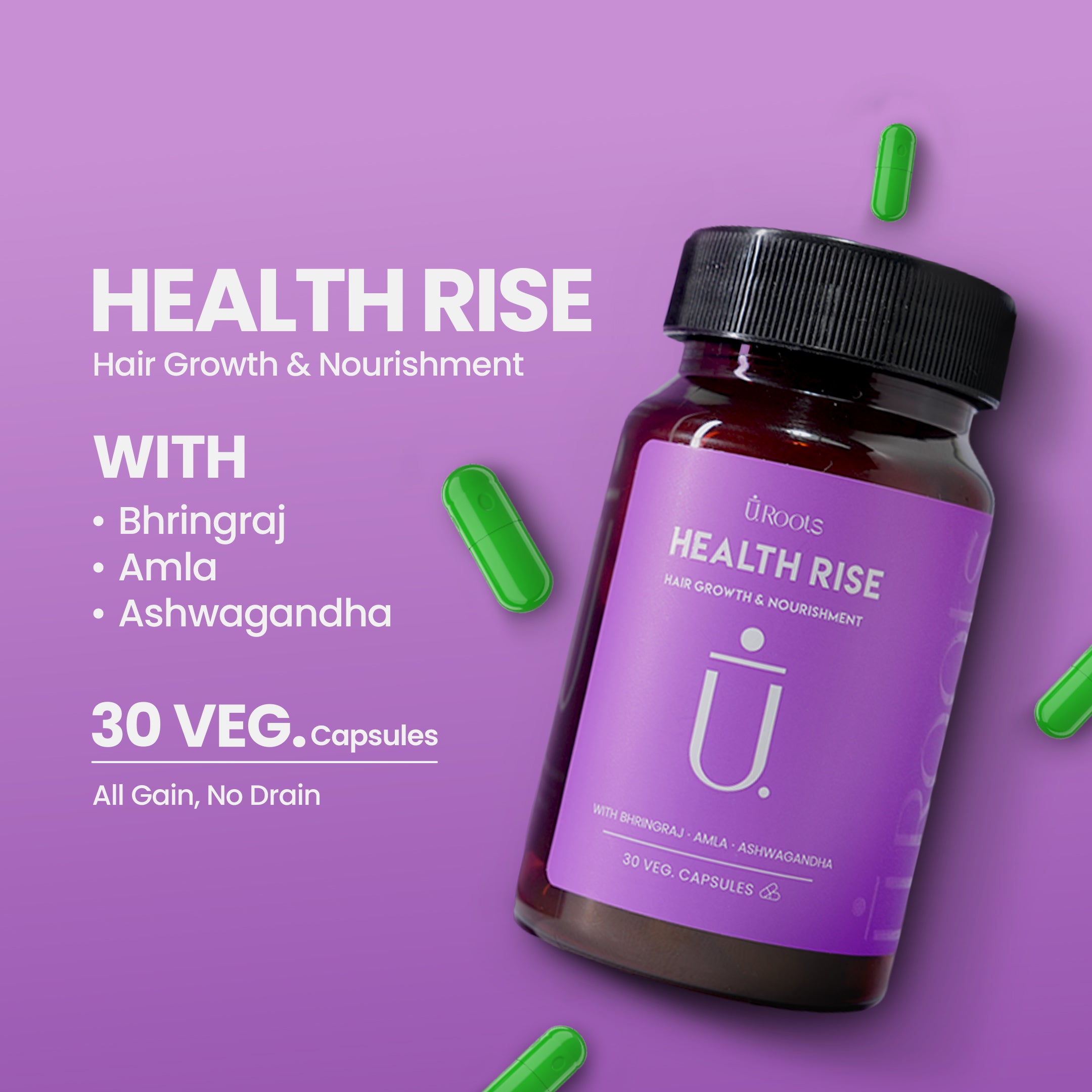 Health Rise Ayurvedic Wellness Tablets | 10-Herb Daily Hair & Body Support